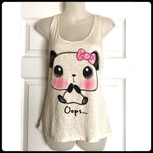 Love J Cream “Oops” Panda Tank Top